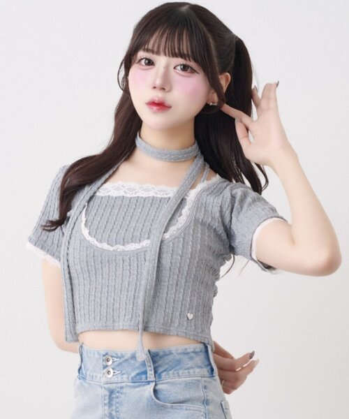 Belle Charme】Ribbon Lace Tops（ニット/セーター）｜Belle Charme