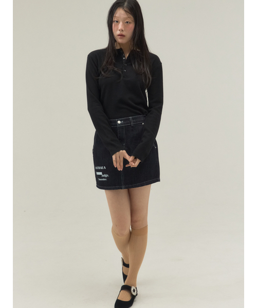 Sorry,Too Much Love(ソーリートゥーマッチラブ)の「Stretch Rib Jersey Button Placket Top_Black(Tシャツ/カットソー・レディース・その他・FREE)」の4枚目の写真