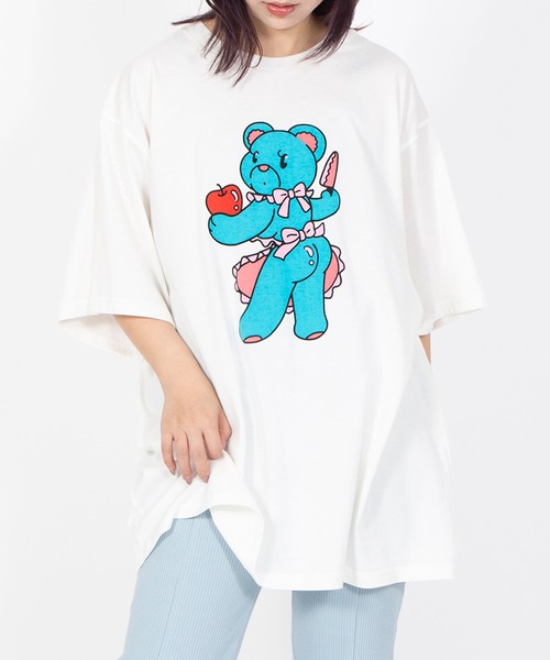 PUNYUS(プニュズ)の「ベアプリントTシャツ(Tシャツ/カットソー・レディース・ブラック/ホワイト/ピンク・3/5/4)」の2枚目の写真