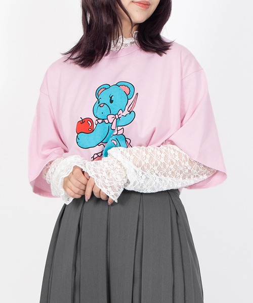PUNYUS(プニュズ)の「ベアプリントTシャツ(Tシャツ/カットソー・レディース・ブラック/ホワイト/ピンク・3/5/4)」の9枚目の写真