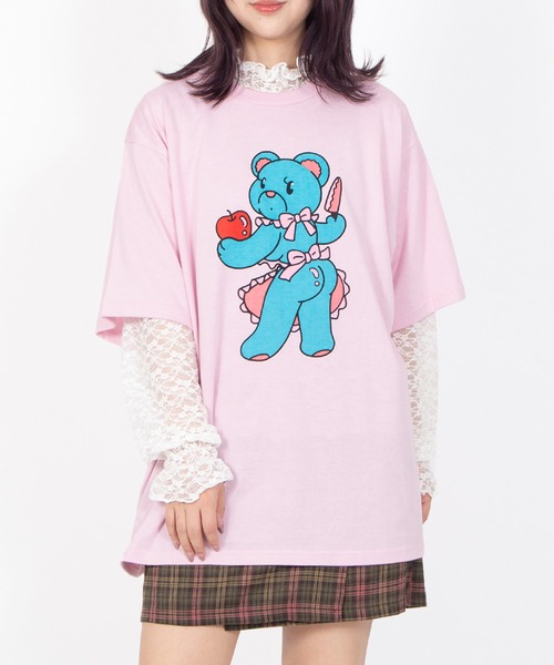 PUNYUS(プニュズ)の「ベアプリントTシャツ(Tシャツ/カットソー・レディース・ブラック/ホワイト/ピンク・3/5/4)」の22枚目の写真