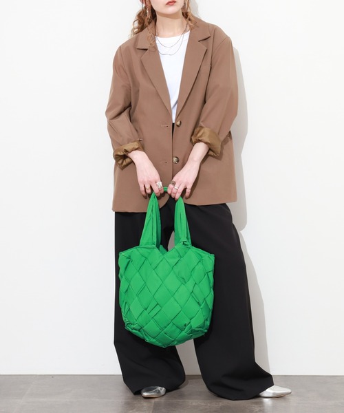 crossi(クロッシー)の「パディング編み込み トートバッグ(トートバッグ・レディース・ブラック/カーキ/グレー/グリーン/ブラウン・FREE)」の17枚目の写真