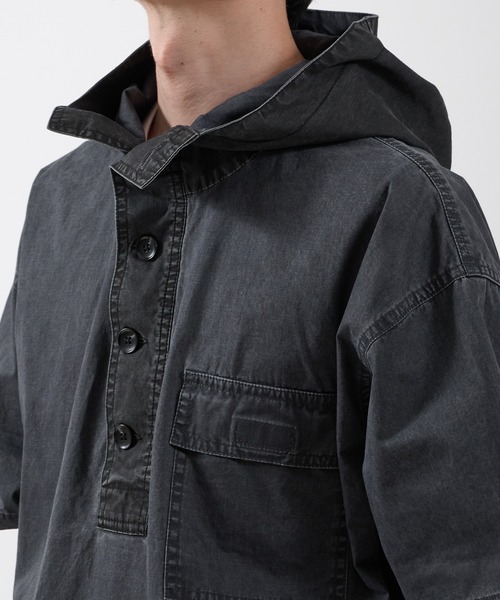Perushu（ペルーシュ）の「VINTAGELIKE BICOLOR HOODED ANORAK SHIRT／ヴィンテージライクバイカラーフードアノラックシャツ（シャツ/ブラウス・メンズ・ブラウン/チャコールグレー・MEDIUM/LARGE）」の14枚目の写真