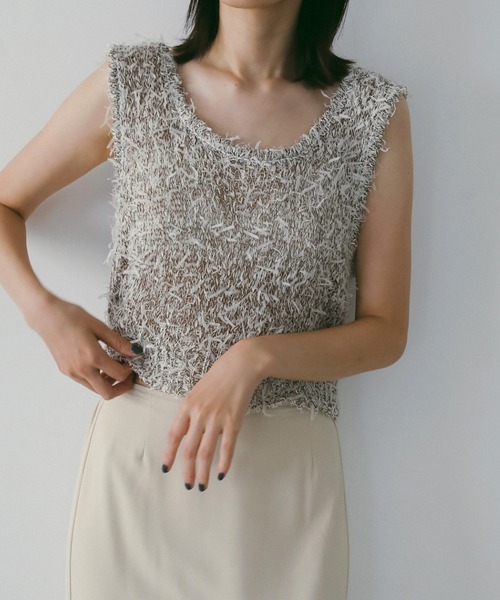 anuke（アンヌーク）の「Mixyarn Knit Vest（ベスト・レディース・グレー/アイボリー・FREE）」の2枚目の写真
