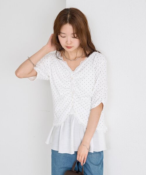 mystic(ミスティック)の「【4色展開/柔らかリブ素材】半袖ギャザーリブカーディガン(Tシャツ/カットソー・レディース・ホワイト系その他2/ホワイト系その他/グレー/オフホワイト・FREE)」の21枚目の写真