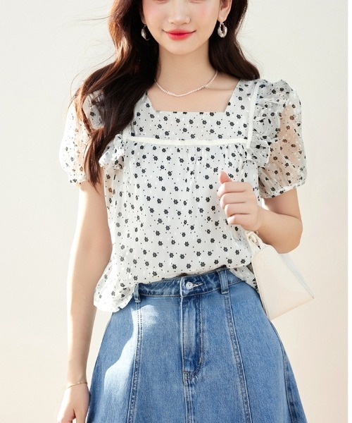 LUCPY(ラクピー)の「ドットシアーフリルブラウス(シャツ/ブラウス・レディース・ホワイト・X-LARGE/LARGE/MEDIUM/SMALL)」の4枚目の写真