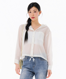 女性シアーフードシャツ-FBRG5473C01