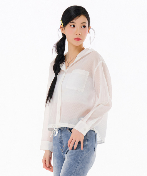 CHASECULT(チェイスカルト)の「女性シアーフードシャツ-FBRG5473C01(シャツ/ブラウス・レディース・ホワイト・85/90)」の3枚目の写真
