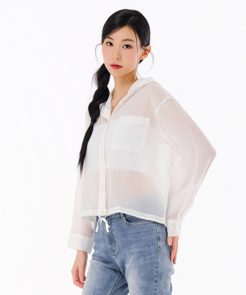 CHASECULT(チェイスカルト)の「女性シアーフードシャツ-FBRG5473C01(シャツ/ブラウス・レディース・ホワイト・85/90)」の5枚目の写真