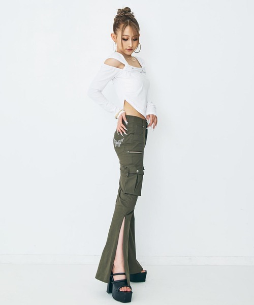 ANAP(アナップ)の「eggモデル あいみんコラボ ジップスリット カーゴパンツ(その他パンツ・レディース・カーキ/ブラック・S/M)」の13枚目の写真
