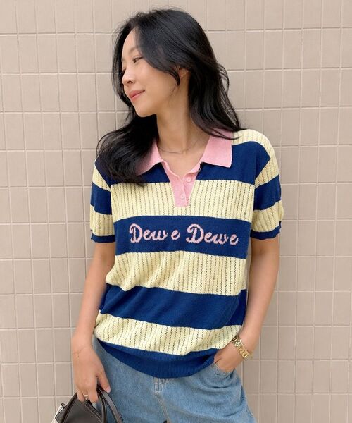 DEWEDEWE(デュイデュイ)の「サマーラグビーニット_ブルー(ニット/セーター・レディース・その他・FREE)」の4枚目の写真