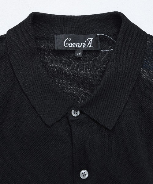 CavariA(キャバリア)の「『CavariA/キャバリア』14G接触冷感鹿の子編みルーズサイズ半袖ポロカーディガン(カーディガン/ボレロ・メンズ・ブラック/チャコール/グレイッシュベージュ・M/L)」の15枚目の写真