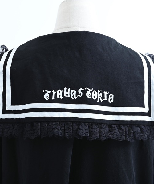 TRAVAS TOKYO(トラバス トウキョウ)の「『TRAVAS TOKYO/トラバス トーキョー』レース使いセーラーカラーTシャツ(Tシャツ/カットソー・レディース・ブラック/ホワイト×ブラック・FREE)」の22枚目の写真
