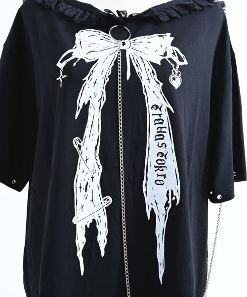 TRAVAS TOKYO(トラバス トウキョウ)の「『TRAVAS TOKYO/トラバス トーキョー』レース使いセーラーカラーTシャツ(Tシャツ/カットソー・レディース・ブラック/ホワイト×ブラック・FREE)」の20枚目の写真