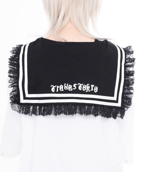 TRAVAS TOKYO(トラバス トウキョウ)の「『TRAVAS TOKYO/トラバス トーキョー』レース使いセーラーカラーTシャツ(Tシャツ/カットソー・レディース・ブラック/ホワイト×ブラック・FREE)」の15枚目の写真