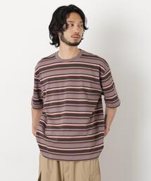 コーマコットンランダムボーダーTシャツ