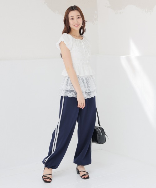 Honeys（ハニーズ）の「【接触冷感】接触冷感ライン入パンツ（スウェットパンツ・レディース・ブラウン/ブラック/ネイビー/杢グレー・SS/L/LL/M/S）」の11枚目の写真