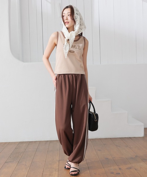 Honeys（ハニーズ）の「【接触冷感】接触冷感ライン入パンツ（スウェットパンツ・レディース・ブラウン/ブラック/ネイビー/杢グレー・SS/L/LL/M/S）」の19枚目の写真
