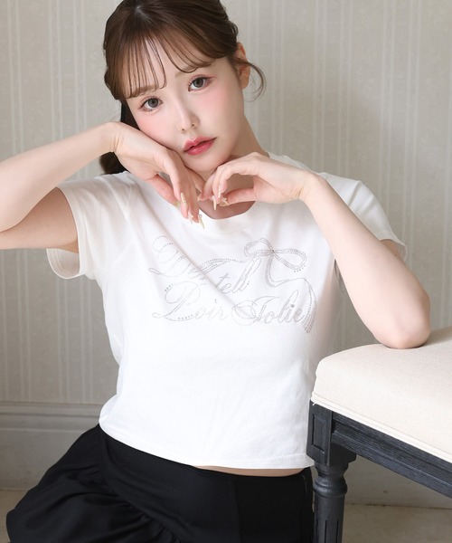 one after another NICE CLAUP（ワンアフターアナザーナイスクラップ）の「ときめき推しカラーT／全7色展開（Tシャツ/カットソー・レディース・アイボリー/ブラック/サックスブルー/オフホワイト/ピンク/ミント/ラベンダー・FREE）」の2枚目の写真
