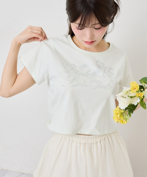 one after another NICE CLAUP（ワンアフターアナザーナイスクラップ）の「ときめき推しカラーT／全7色展開（Tシャツ/カットソー・レディース・アイボリー/ブラック/サックスブルー/オフホワイト/ピンク/ミント/ラベンダー・FREE）」の5枚目の写真