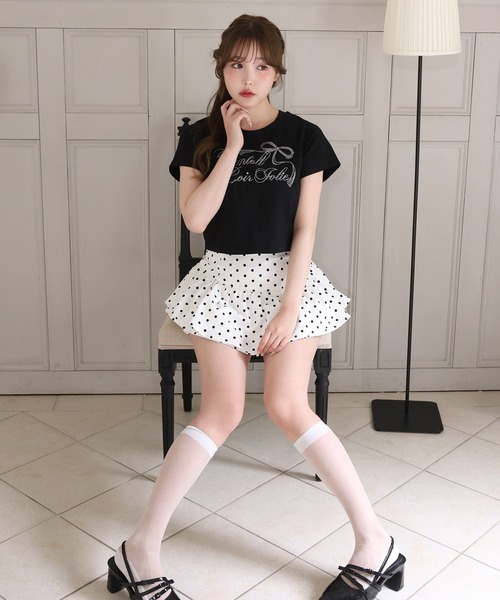 one after another NICE CLAUP（ワンアフターアナザーナイスクラップ）の「ときめき推しカラーT／全7色展開（Tシャツ/カットソー・レディース・アイボリー/ブラック/サックスブルー/オフホワイト/ピンク/ミント/ラベンダー・FREE）」の11枚目の写真