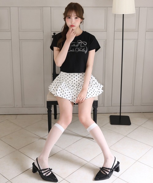 one after another NICE CLAUP（ワンアフターアナザーナイスクラップ）の「ときめき推しカラーT／全7色展開（Tシャツ/カットソー・レディース・アイボリー/ブラック/サックスブルー/オフホワイト/ピンク/ミント/ラベンダー・FREE）」の15枚目の写真