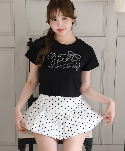 one after another NICE CLAUP（ワンアフターアナザーナイスクラップ）の「ときめき推しカラーT／全7色展開（Tシャツ/カットソー・レディース・アイボリー/ブラック/サックスブルー/オフホワイト/ピンク/ミント/ラベンダー・FREE）」の9枚目の写真