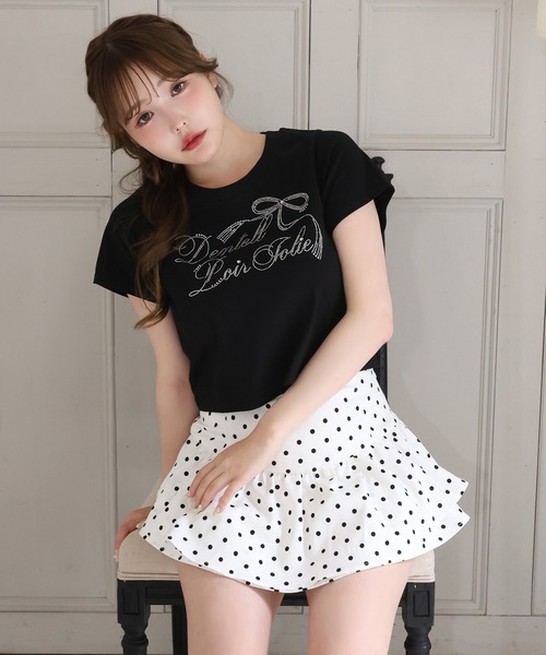one after another NICE CLAUP（ワンアフターアナザーナイスクラップ）の「ときめき推しカラーT／全7色展開（Tシャツ/カットソー・レディース・アイボリー/ブラック/サックスブルー/オフホワイト/ピンク/ミント/ラベンダー・FREE）」の10枚目の写真