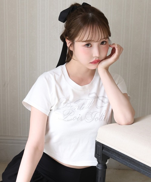 one after another NICE CLAUP（ワンアフターアナザーナイスクラップ）の「ときめき推しカラーT／全7色展開（Tシャツ/カットソー・レディース・アイボリー/ブラック/サックスブルー/オフホワイト/ピンク/ミント/ラベンダー・FREE）」の8枚目の写真