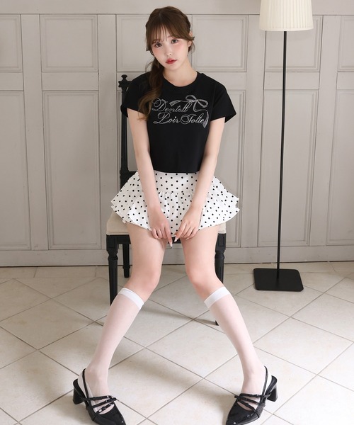 one after another NICE CLAUP（ワンアフターアナザーナイスクラップ）の「ときめき推しカラーT／全7色展開（Tシャツ/カットソー・レディース・アイボリー/ブラック/サックスブルー/オフホワイト/ピンク/ミント/ラベンダー・FREE）」の16枚目の写真