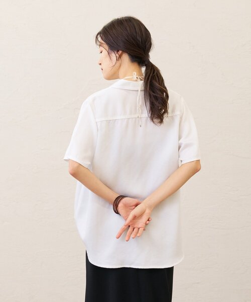 Omekashi(オメカシ)の「セルロースハーフスリーブシャツ(シャツ/ブラウス・レディース・オフホワイト/チャコールグレー/ブルー・FREE)」の12枚目の写真