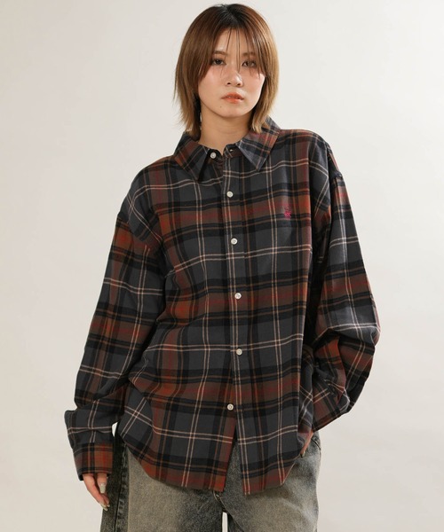 BEVERLY HILLS POLO CLUB(ビバリーヒルズポロクラブ)の「BEVERY HILLS P.C/ビバリーヒルズポロクラブ チェックネルシャツ 6487-0142(シャツ/ブラウス・レディース・ライトグリーン/ネイビー/キャメル・M)」の4枚目の写真