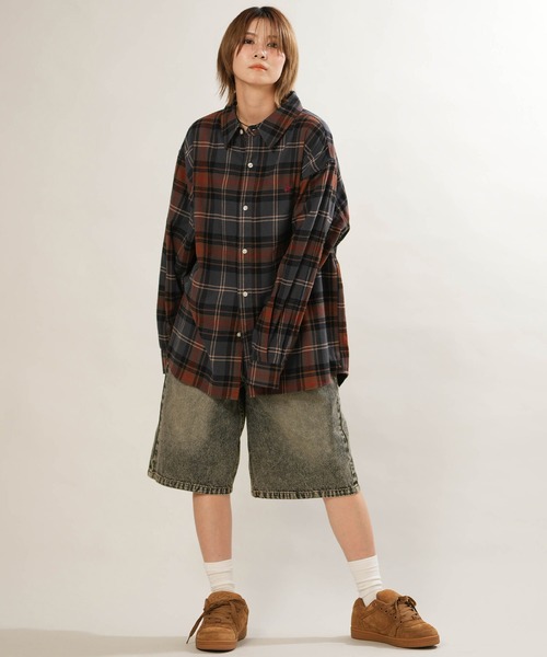 BEVERLY HILLS POLO CLUB(ビバリーヒルズポロクラブ)の「BEVERY HILLS P.C/ビバリーヒルズポロクラブ チェックネルシャツ 6487-0142(シャツ/ブラウス・レディース・ライトグリーン/ネイビー/キャメル・M)」の6枚目の写真