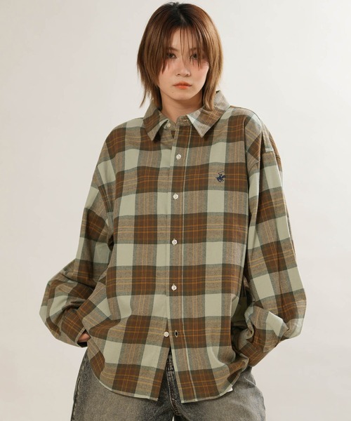 BEVERLY HILLS POLO CLUB(ビバリーヒルズポロクラブ)の「BEVERY HILLS P.C/ビバリーヒルズポロクラブ チェックネルシャツ 6487-0142(シャツ/ブラウス・レディース・ライトグリーン/ネイビー/キャメル・M)」の9枚目の写真