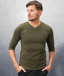 【極】プレミアム7分袖Tシャツ メンズ タイト カットソー クルーネック Vネック 夏服