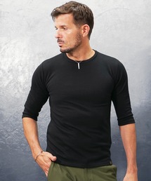 SOMEDIFF | 【極】プレミアム7分袖Tシャツ メンズ タイト カットソー クルーネック Vネック 夏服(Tシャツ/カットソー)
