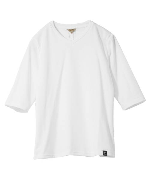 SOMEDIFF（サムディフ）の「【極】プレミアム7分袖Tシャツ メンズ タイト カットソー クルーネック Vネック 夏服（Tシャツ/カットソー・メンズ・オリーブ系1/ネイビー/ホワイト/ブラック系1/オリーブ/ホワイト系1/ブラック/ネイビー系1・L/XXL/XL/M/S）」の15枚目の写真