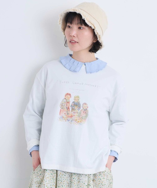 l'atelier du savon(アトリエドサボン)の「秋のみじたくおばあちゃん’s プリントロンT(Tシャツ/カットソー・レディース・オートミール/ホワイト・FREE)」の7枚目の写真