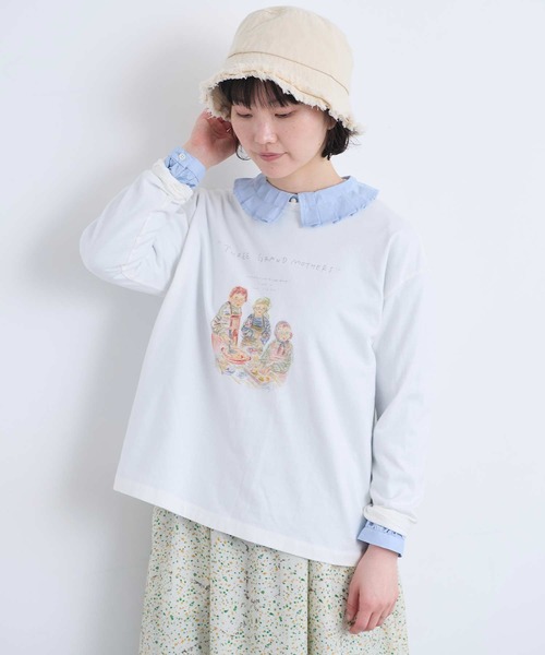 l'atelier du savon(アトリエドサボン)の「秋のみじたくおばあちゃん’s プリントロンT(Tシャツ/カットソー・レディース・オートミール/ホワイト・FREE)」の8枚目の写真