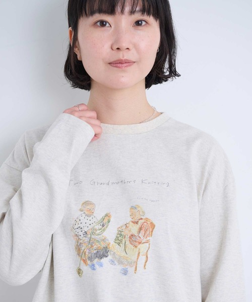 l'atelier du savon(アトリエドサボン)の「秋のみじたくおばあちゃん’s プリントロンT(Tシャツ/カットソー・レディース・オートミール/ホワイト・FREE)」の11枚目の写真