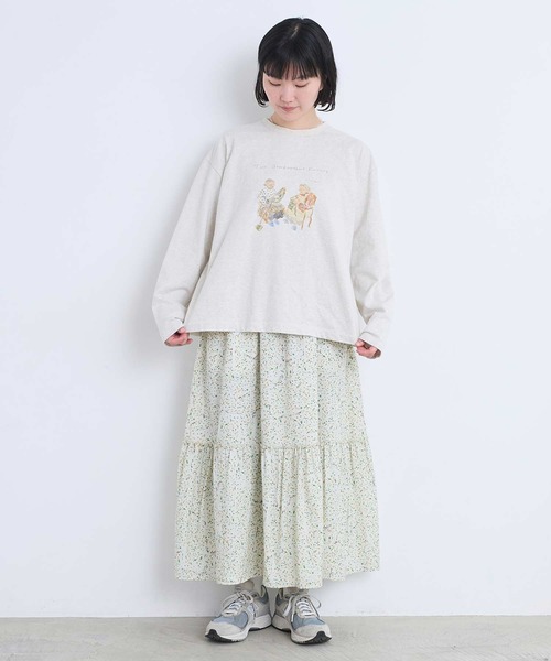 l'atelier du savon(アトリエドサボン)の「秋のみじたくおばあちゃん’s プリントロンT(Tシャツ/カットソー・レディース・オートミール/ホワイト・FREE)」の5枚目の写真