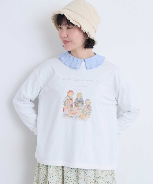 l'atelier du savon(アトリエドサボン)の「秋のみじたくおばあちゃん’s プリントロンT(Tシャツ/カットソー・レディース・オートミール/ホワイト・FREE)」の6枚目の写真
