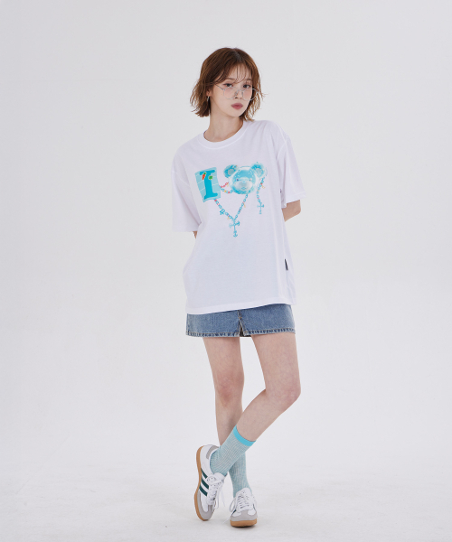 DYSFUNCT(ディスファンクト)の「I LOVE COTTON BEAR T-SHIRT(WHITE/BLUE)(Tシャツ/カットソー・レディース・その他・SMALL/MEDIUM/LARGE)」の2枚目の写真