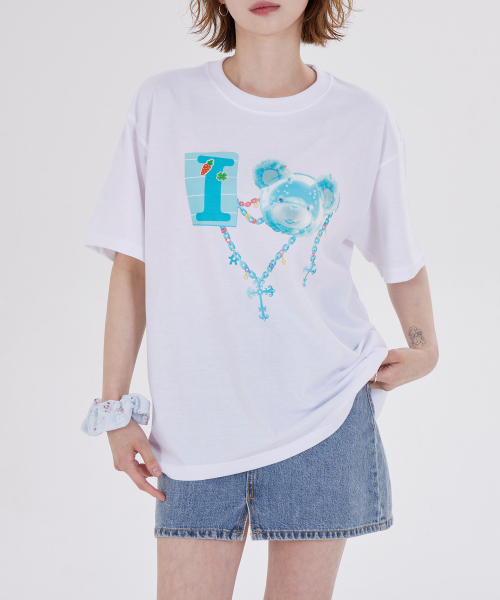 DYSFUNCT(ディスファンクト)の「I LOVE COTTON BEAR T-SHIRT(WHITE/BLUE)(Tシャツ/カットソー・レディース・その他・SMALL/MEDIUM/LARGE)」の3枚目の写真
