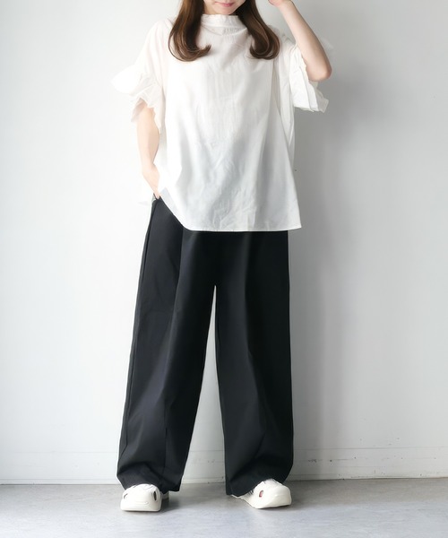 vent blanc(ヴァンブラン)の「vent blanc ヴァンブラン キャンバス タックワイドパンツ(その他パンツ・レディース・アイボリー/ベージュ/ブラック・FREE)」の12枚目の写真