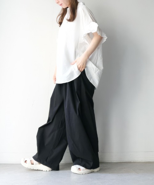 vent blanc(ヴァンブラン)の「vent blanc ヴァンブラン キャンバス タックワイドパンツ(その他パンツ・レディース・アイボリー/ベージュ/ブラック・FREE)」の13枚目の写真