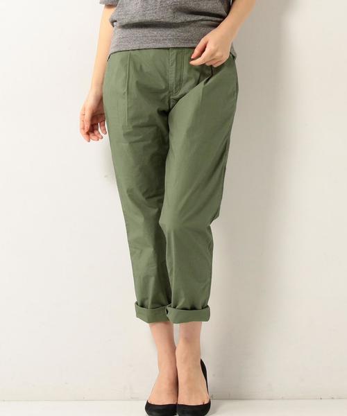 coen（コーエン）の「ダンプタックチノテーパードクロップドパンツ（チノパンツ・レディース・ブラック/ベージュ/ナチュラル/オリーブ・SMALL/LARGE/MEDIUM）」の4枚目の写真