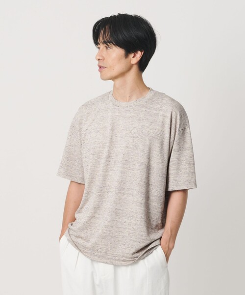 BEAUTY&YOUTH UNITED ARROWS（ビューティーアンドユースユナイテッドアローズ）の「リネン テクスチャード クルーネック Tシャツ（Tシャツ/カットソー・メンズ・ブラック/ダークグレー/ベージュ・L/XL/S/M）」の3枚目の写真