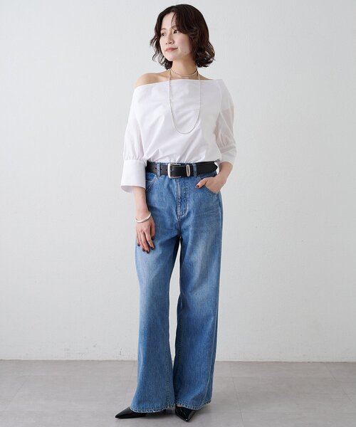 Whim Gazette(ウィムガゼット)の「刺繍オフショルブラウス(シャツ/ブラウス・レディース・ブラック/オフホワイト・FREE)」の3枚目の写真