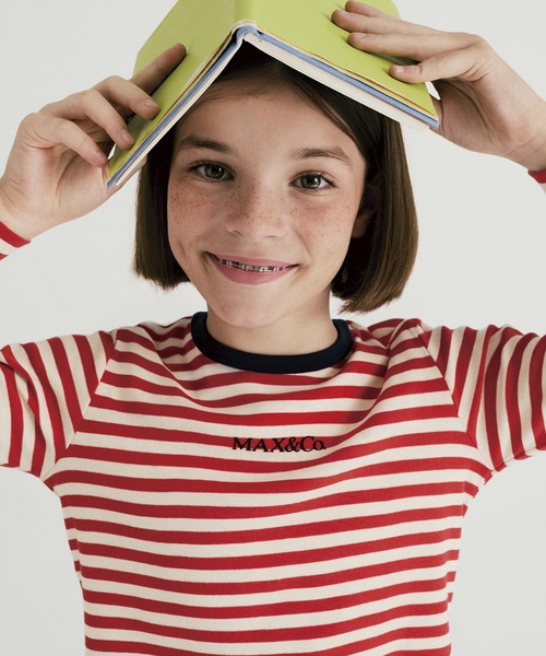 MAX&Co.(マックス アンド コー)の「Max&Co.(マックスアンドコー)Kids & Junior ストライプ柄長袖Tシャツカットソー(Tシャツ/カットソー・キッズ・レッド・14Y/16Y)」の1枚目の写真